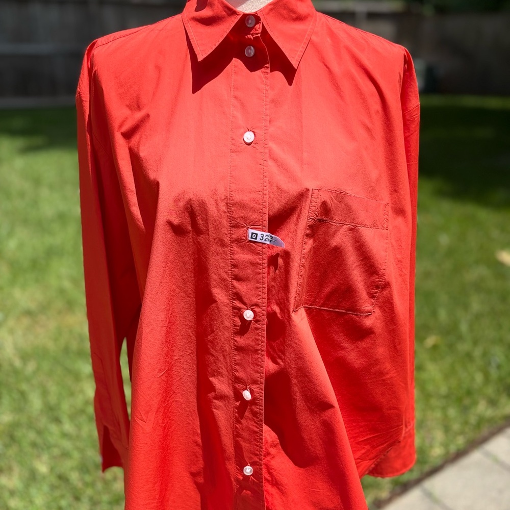 H&M Women's Tomato Red Orange Button-Down Shirt